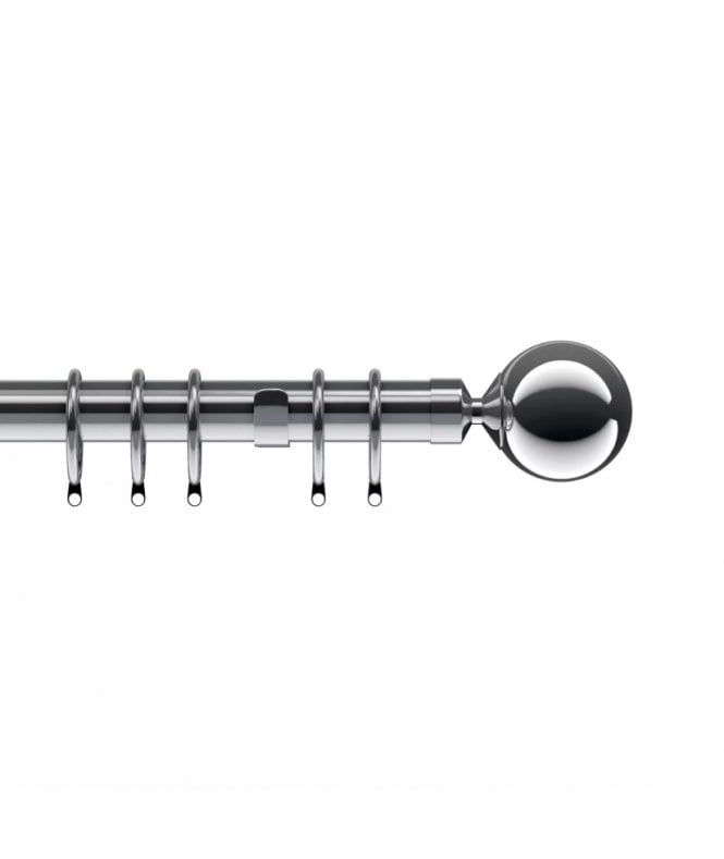 New Edge Blinds 28mm Nikola Ball End Metal Curtain Pole Set - Chrome