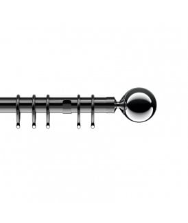 28mm Nikola Ball End Metal Curtain Pole Set - Polished Graphite