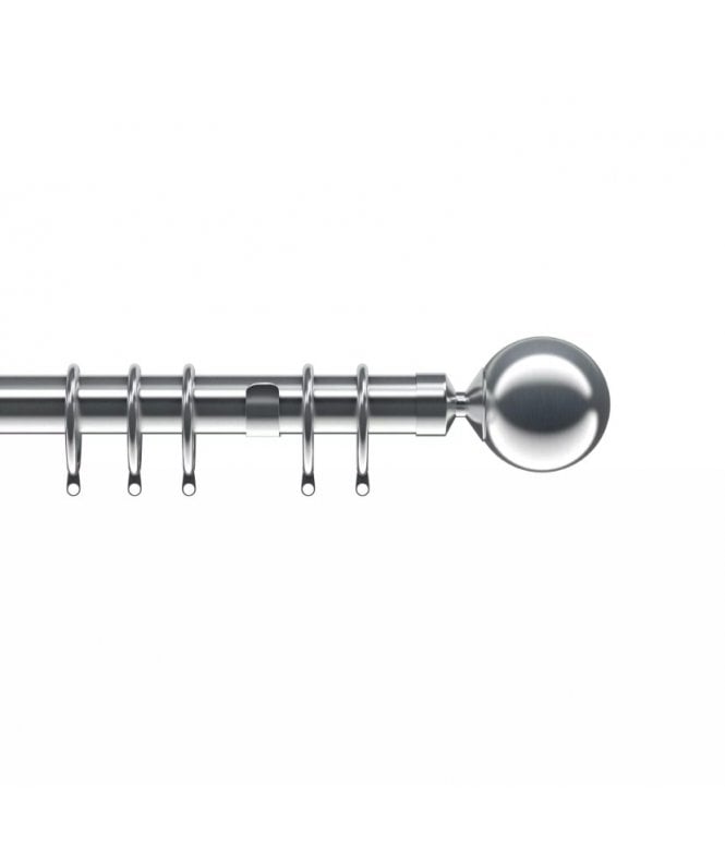 New Edge Blinds 28mm Nikola Ball End Metal Curtain Pole Set - Satin Silver
