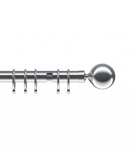 28mm Nikola Ball End Metal Curtain Pole Set - Satin Silver