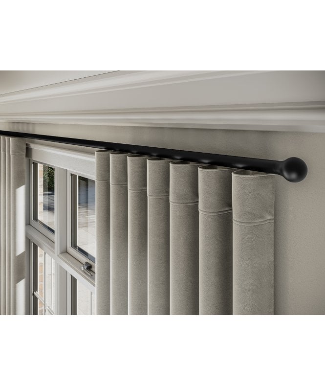 New Edge Blinds 28mm Styleline Gliding Curtain Pole Set with Ball End - Black