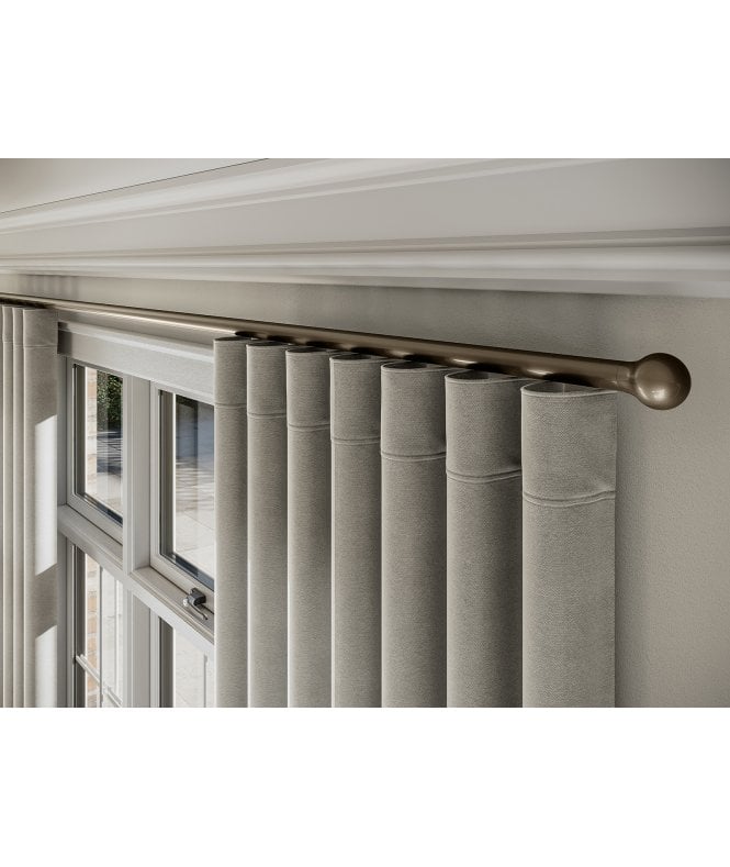 New Edge Blinds 28mm Styleline Gliding Curtain Pole Set with Ball End - Taupe