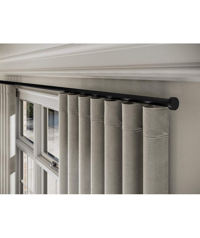 New Edge Blinds 28mm Styleline Gliding Curtain Pole Set with Stud End - Black