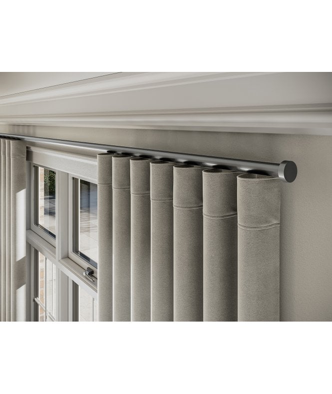 New Edge Blinds 28mm Styleline Gliding Curtain Pole Set with Stud End - Silver