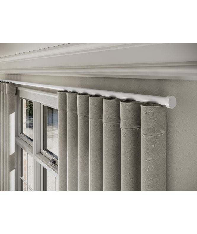 New Edge Blinds 28mm Styleline Gliding Curtain Pole Set with Stud End - White