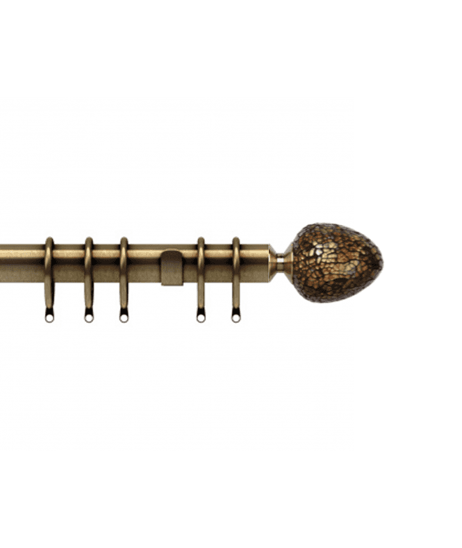 New Edge Blinds 35mm Fixed Length Metal Curtain Pole Set Antique Brass Alexia Finial