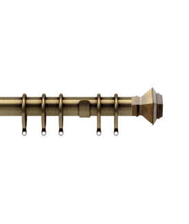 35mm Fixed Length Metal Curtain Pole Set Antique Brass Aztec Finial