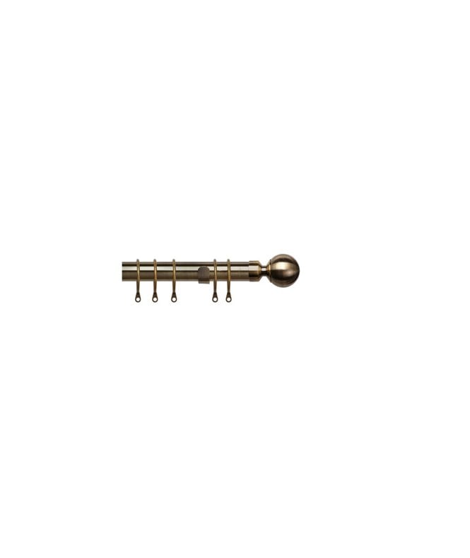 New Edge Blinds 35mm Fixed Length Metal Curtain Pole Set Antique Brass Ball Finial