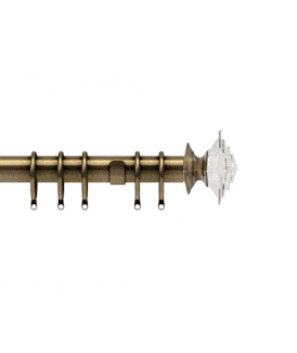 35mm Fixed Length Metal Curtain Pole Set Antique Brass Luxe Aztec Finial