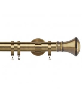 35mm Fixed Length Metal Curtain Pole Set Antique Brass Trumpet Finial