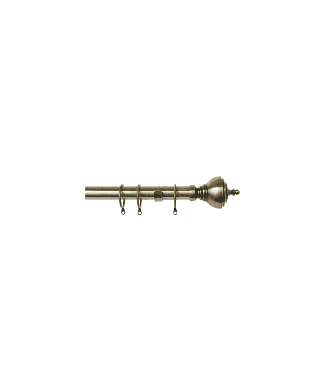 New Edge Blinds 35mm Fixed Length Metal Curtain Pole Set Antique Brass Vienna Finial