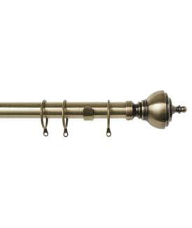 35mm Fixed Length Metal Curtain Pole Set Antique Brass Vienna Finial
