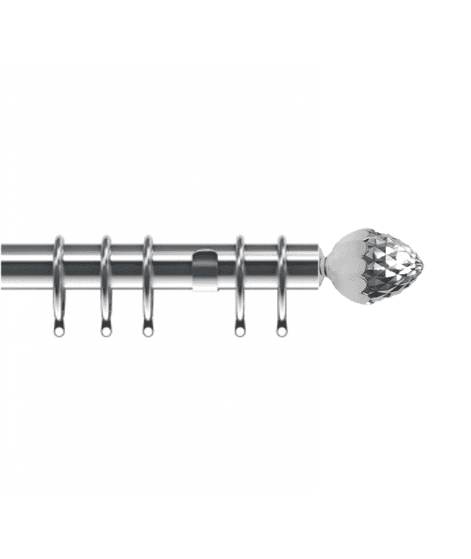 New Edge Blinds 35mm Fixed Length Metal Curtain Pole Set Chrome Acorn Finial