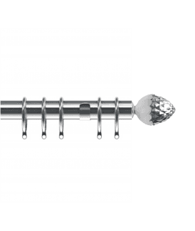 35mm Fixed Length Metal Curtain Pole Set Chrome Acorn Finial