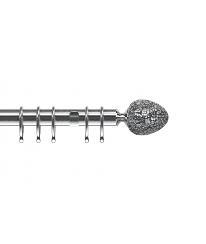 New Edge Blinds 35mm Fixed Length Metal Curtain Pole Set Chrome Alexia Finial