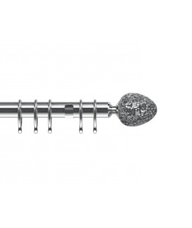 35mm Fixed Length Metal Curtain Pole Set Chrome Alexia Finial