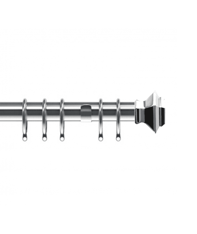 New Edge Blinds 35mm Fixed Length Metal Curtain Pole Set Chrome Aztec Finial
