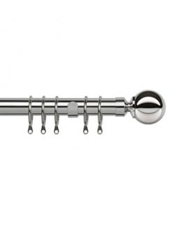 35mm Fixed Length Metal Curtain Pole Set Chrome Ball Finial