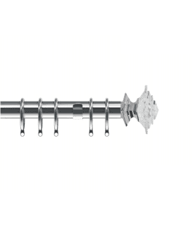 35mm Fixed Length Metal Curtain Pole Set Chrome Luxe Aztec Finial
