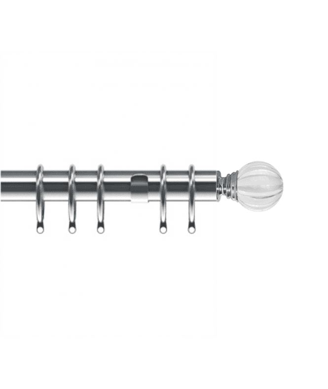 New Edge Blinds 35mm Fixed Length Metal Curtain Pole Set Chrome Segmented Ball Finial