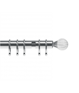 35mm Fixed Length Metal Curtain Pole Set Chrome Segmented Ball Finial