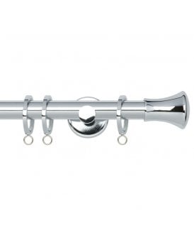 35mm Fixed Length Metal Curtain Pole Set Chrome Trumpet Finial