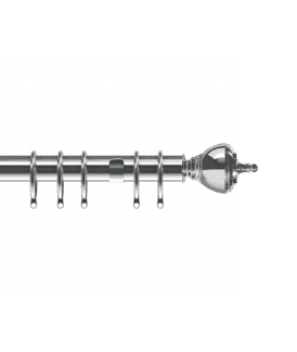 35mm Fixed Length Metal Curtain Pole Set Chrome Vienna Finial