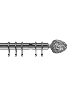 35mm Fixed Length Metal Curtain Pole Set Satin Silver Alexia Finial