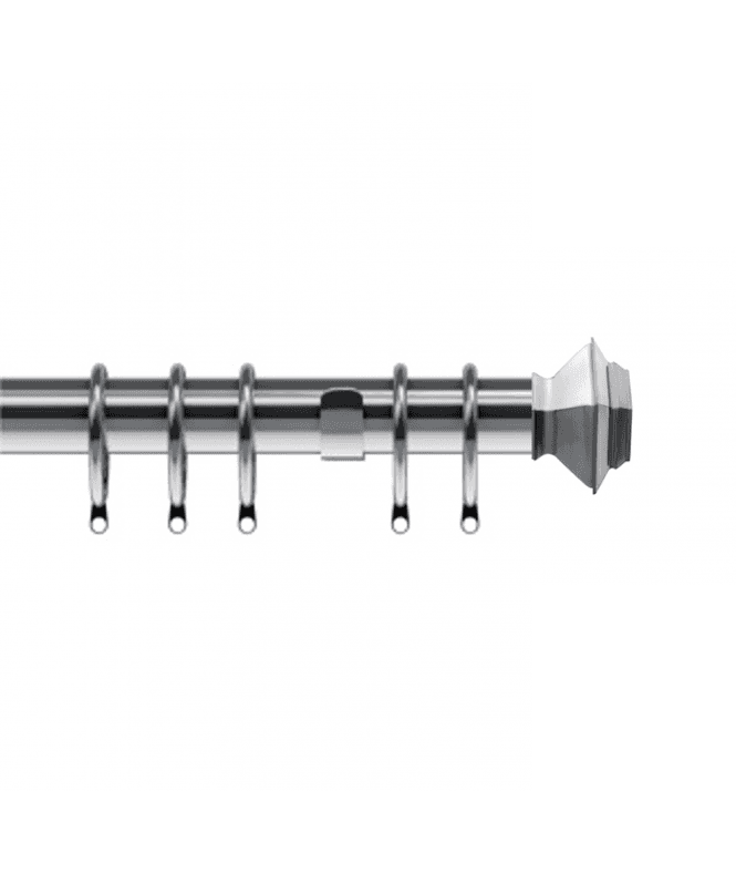 New Edge Blinds 35mm Fixed Length Metal Curtain Pole Set Satin Silver Aztec Finial