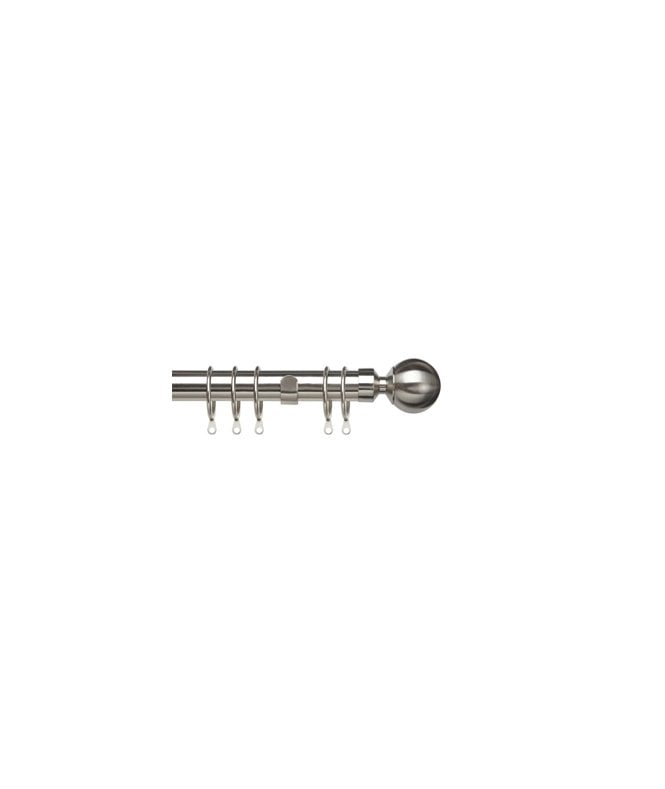 New Edge Blinds 35mm Fixed Length Metal Curtain Pole Set Satin Silver Ball Finial