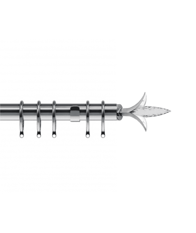 New Edge Blinds 35mm Fixed Length Metal Curtain Pole Set Satin Silver Fleur de Lys Finial