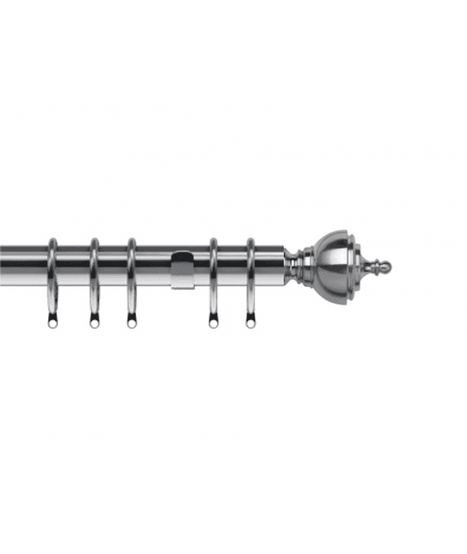 New Edge Blinds 35mm Fixed Length Metal Curtain Pole Set Satin Silver Vienna Finial