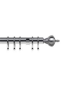 35mm Fixed Length Metal Curtain Pole Set Satin Silver Vienna Finial