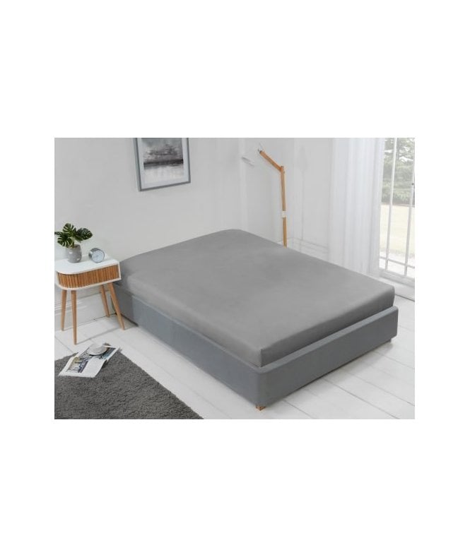 New Edge Blinds 400 Thread Count Cotton Collection Extra Deep Fitted Sheet in Silver