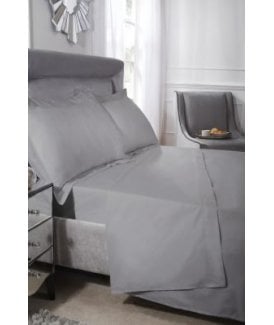 400 Thread Count Cotton Collection Flat Sheet in Silver