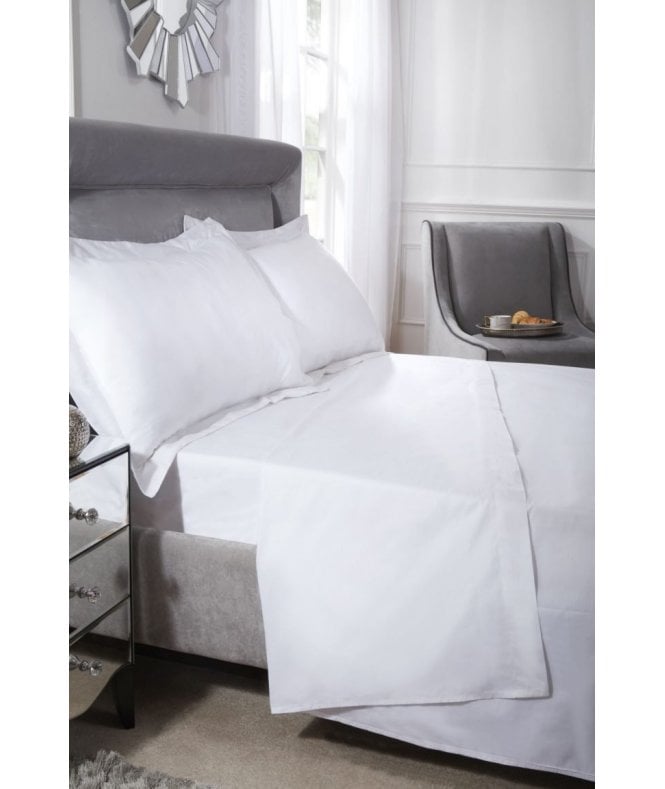 New Edge Blinds 400 Thread Count Cotton Collection Flat Sheet in White