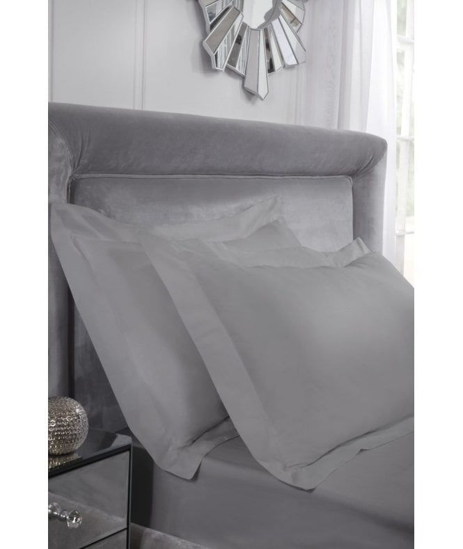 New Edge Blinds 400 Thread Count Cotton Collection Oxford Pillowcase Pair in Silver