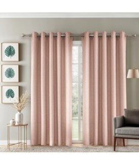Amaranth Geometric Eyelet Curtains in Blush Pink