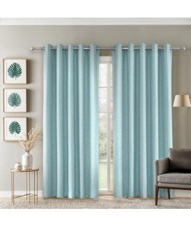 Amaranth Geometric Eyelet Curtains in Duckegg Blue