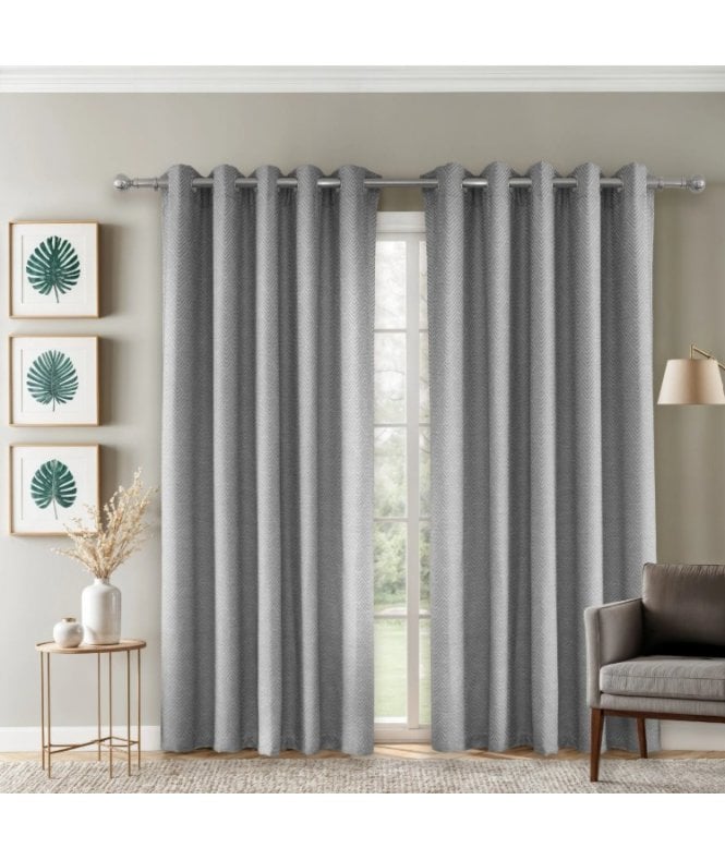 New Edge Blinds Amaranth Geometric Eyelet Curtains in Grey