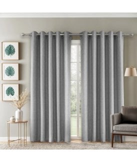 Amaranth Geometric Eyelet Curtains in Grey