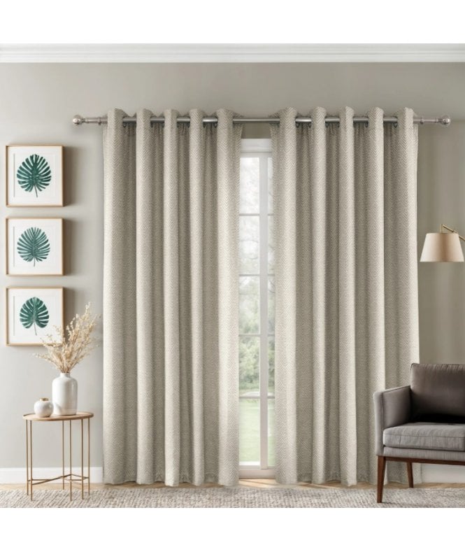 New Edge Blinds Amaranth Geometric Eyelet Curtains in Stone