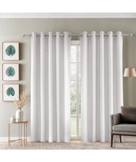 Amaranth Geometric Eyelet Curtains in White