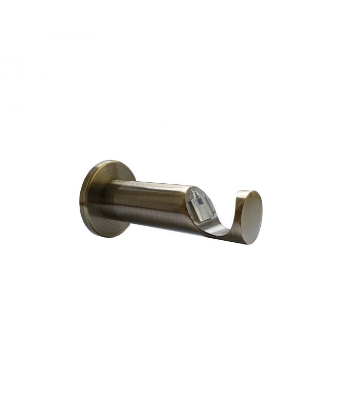 New Edge Blinds Antique Brass Quick Lock Cylinder Metal Curtain Pole Support Bracket Pair (28mm)