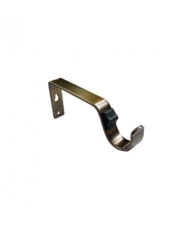 New Edge Blinds Antique Brass Quick Lock Fixed Metal Curtain Pole Support Bracket Pair (28mm)