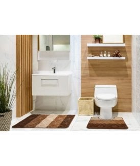 Aurora Collection Tonal Stripe 2 Piece Bath Set in Beige