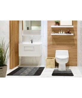 Aurora Collection Tonal Stripe 2 Piece Bath Set in Black