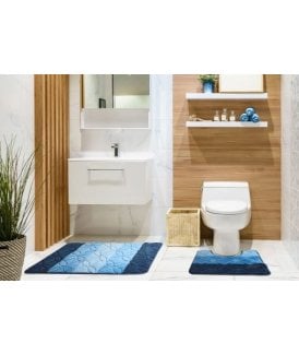 Aurora Collection Tonal Stripe 2 Piece Bath Set in Blue