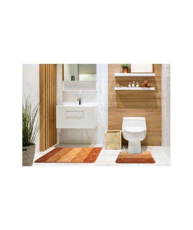 New Edge Blinds Aurora Collection Tonal Stripe 2 Piece Bath Set in Burnt Orange