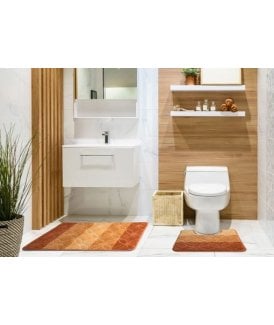 Aurora Collection Tonal Stripe 2 Piece Bath Set in Burnt Orange